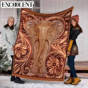 Elephant Leather Carving Fleece Throw Blanket - Soft And Cozy Blanket - Best Weighted Blanket For Adults