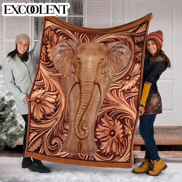 Elephant Leather Carving Fleece Throw Blanket – Soft And Cozy Blanket – Best Weighted Blanket For Adults