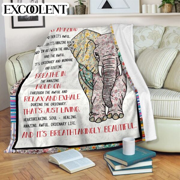 Elephant Life Is Amazing Fleece Throw Blanket – Soft And Cozy Blanket – Best Weighted Blanket For Adults