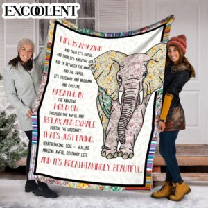 Elephant Life Is Amazing Fleece Throw Blanket - Soft And Cozy Blanket - Best Weighted Blanket For Adults
