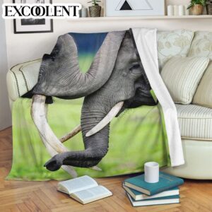 Elephant Love Photo Fleece Throw Blanket –…