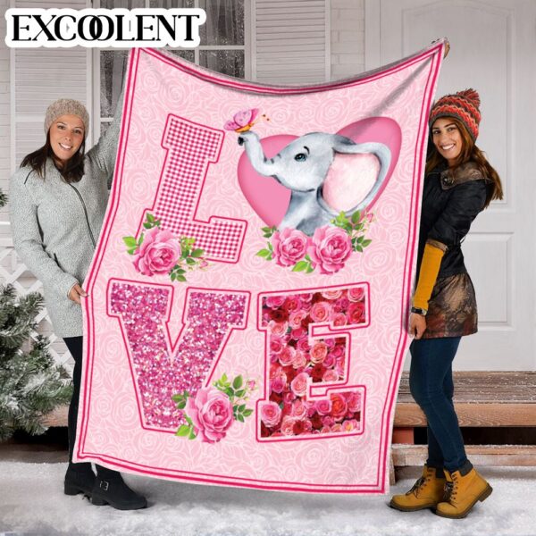 Elephant Love Rose Pink Fleece Throw Blanket – Soft And Cozy Blanket – Best Weighted Blanket For Adults