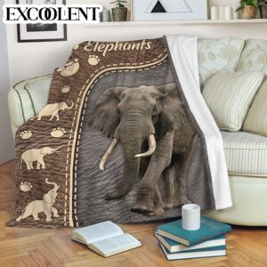 Elephant Love Skin Fleece Throw Blanket –…