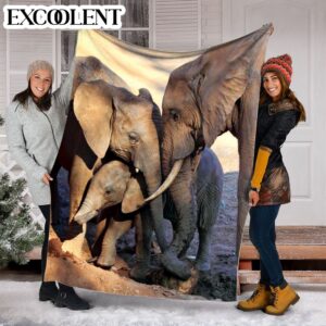 Elephant Loving Family Fleece Throw Blanket –…