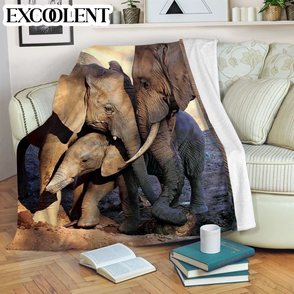 Elephant Loving Family Fleece Throw Blanket – Soft And Cozy Blanket – Best Weighted Blanket For Adults