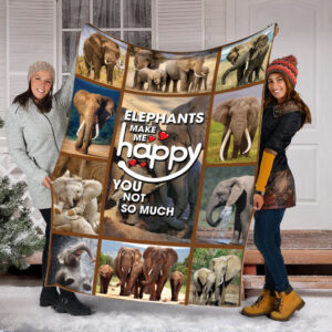 Elephant Make Me Happy You Not So Much Fleece Throw Blanket - Soft And Cozy Blanket - Best Weighted Blanket For Adults