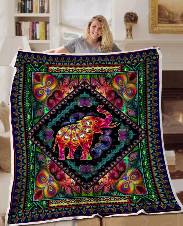 Elephant Mandala Art Colorful Fleece Throw Blanket – Soft And Cozy Blanket – Best Weighted Blanket For Adults