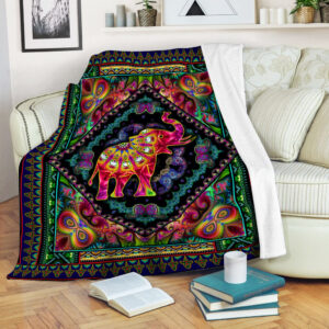 Elephant Mandala Art Colorful Fleece Throw Blanket - Soft And Cozy Blanket - Best Weighted Blanket For Adults