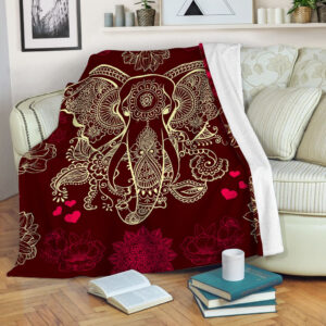 Elephant Mandala Flower Fleece Throw Blanket - Throw Blankets For Couch - Best Blanket For All Seasons