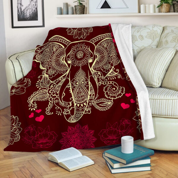 Elephant Mandala Flower Fleece Throw Blanket – Throw Blankets For Couch – Best Blanket For All Seasons