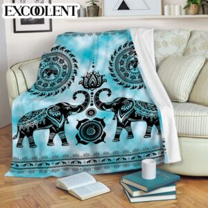 Elephant Mandala Id Fleece Throw Blanket –…