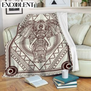 Elephant Mandala Pattern Fleece Throw Blanket –…