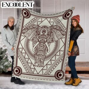 Elephant Mandala Pattern Fleece Throw Blanket - Soft And Cozy Blanket - Best Weighted Blanket For Adults