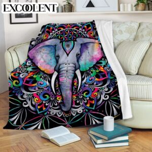 Elephant Modern Floral Fleece Throw Blanket –…