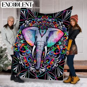 Elephant Modern Floral Fleece Throw Blanket - Soft And Cozy Blanket - Best Weighted Blanket For Adults