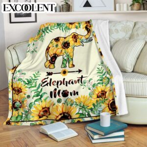 Elephant Mom Florale Fleece Throw Blanket –…