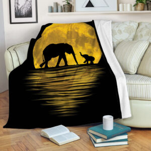 Elephant Moon Fleece Throw Blanket - Throw Blankets For Couch - Best Blanket For All Seasons