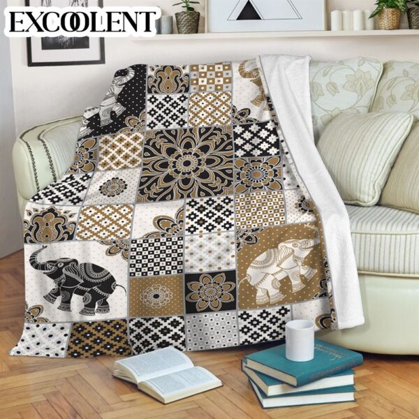Elephant Motif Harmonieux Fleece Throw Blanket – Soft And Cozy Blanket – Best Weighted Blanket For Adults