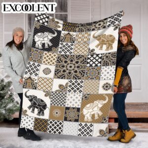 Elephant Motif Harmonieux Fleece Throw Blanket - Soft And Cozy Blanket - Best Weighted Blanket For Adults