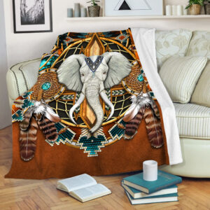 Elephant Native American Leather Fleece Throw Blanket…