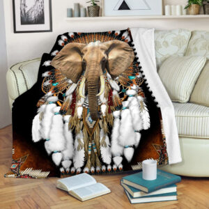 Elephant Native American Rosette Fleece Throw Blanket…