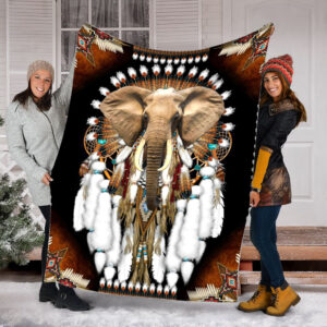 Elephant Native American Rosette Fleece Throw Blanket - Soft And Cozy Blanket - Best Weighted Blanket For Adults