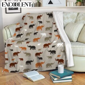 Elephant Pattern Sk Fleece Throw Blanket –…
