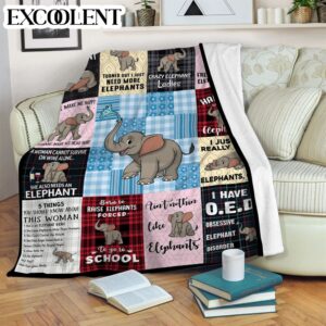 Elephant Plaid Fleece Throw Blanket – Soft…