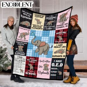 Elephant Plaid Fleece Throw Blanket - Soft And Cozy Blanket - Best Weighted Blanket For Adults