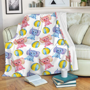 Elephant Play With Ball Fleece Throw Blanket - Throw Blankets For Couch - Best Blanket For All Seasons