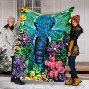 Elephant Quill Paper Art Pre Fleece Throw Blanket - Soft And Cozy Blanket - Best Weighted Blanket For Adults
