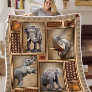 Elephant Shape Fl Quilt Fleece Throw Blanket…