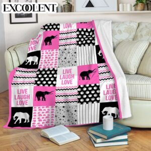 Elephant Shape Pattern Pink Fleece Throw Blanket…
