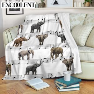Elephant Sheet Music Fleece Throw Blanket –…