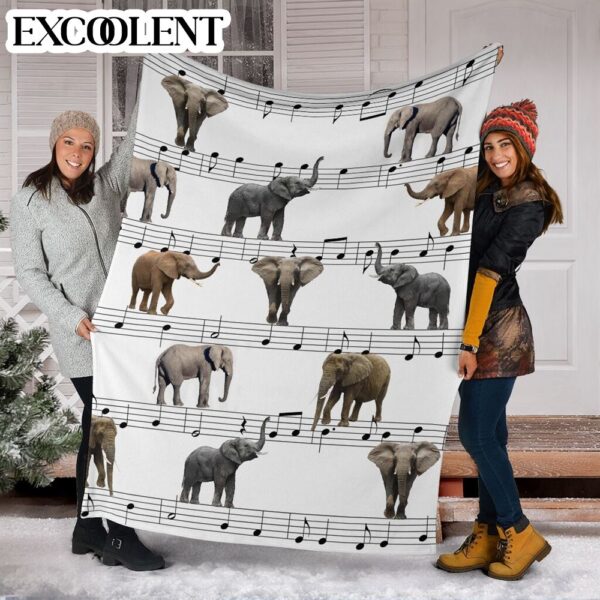 Elephant Sheet Music Fleece Throw Blanket – Soft And Cozy Blanket – Best Weighted Blanket For Adults