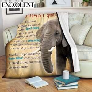 Elephant Spirit Guide Fleece Throw Blanket –…