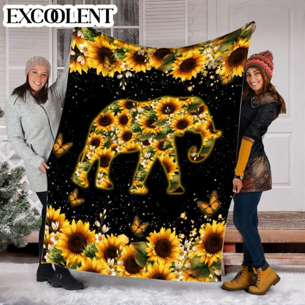 Elephant Sunflower Painting Fleece Throw Blanket – Soft And Cozy Blanket – Best Weighted Blanket For Adults