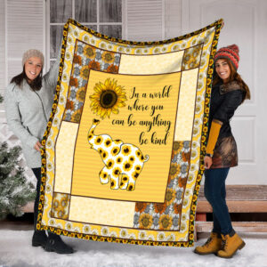 Elephant Sunflower Yellow Pattern Fleece Throw Blanket…