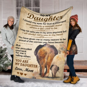 Elephant To My Daughter Art Vintage Fleece Throw Blanket - Soft And Cozy Blanket - Best Weighted Blanket For Adults
