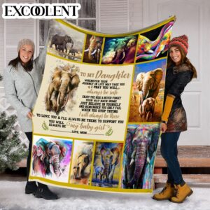 Elephant To My Daughter Fleece Throw Blanket - Soft And Cozy Blanket - Best Weighted Blanket For Adults