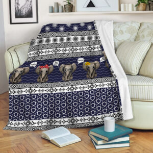 Elephant Tribal Decorative Pattern Fleece Throw Blanket…