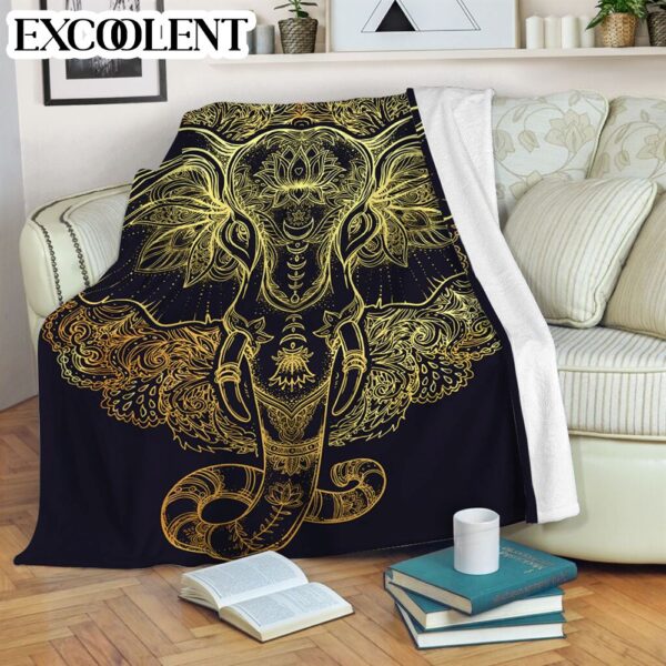 Elephant Tribal Mandala Fleece Throw Blanket – Soft And Cozy Blanket – Best Weighted Blanket For Adults
