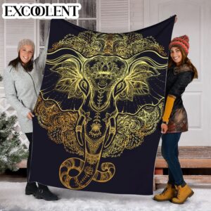 Elephant Tribal Mandala Fleece Throw Blanket - Soft And Cozy Blanket - Best Weighted Blanket For Adults