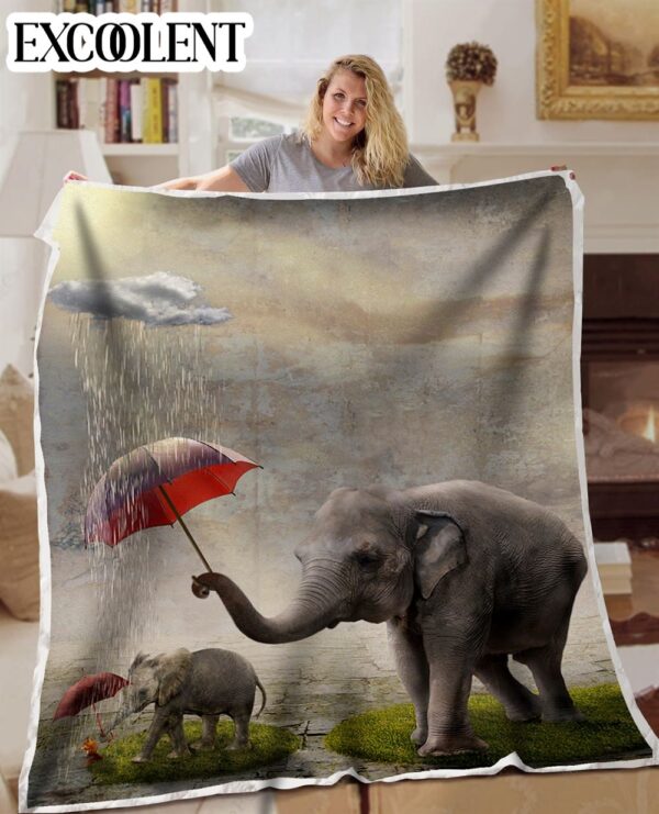 Elephant Under Umbrella Fleece Throw Blanket – Soft And Cozy Blanket – Best Weighted Blanket For Adults