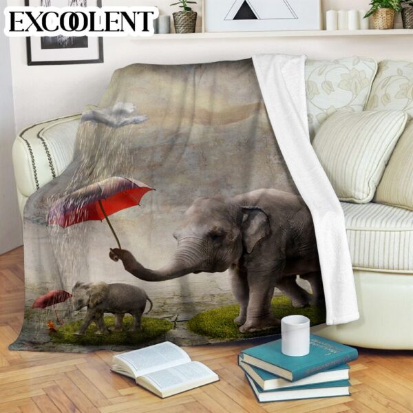 Elephant Under Umbrella Fleece Throw Blanket – Soft And Cozy Blanket – Best Weighted Blanket For Adults