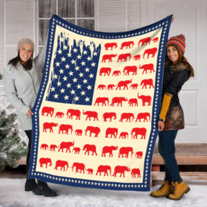 Elephant Usa Flag Fleece Throw Blanket –…