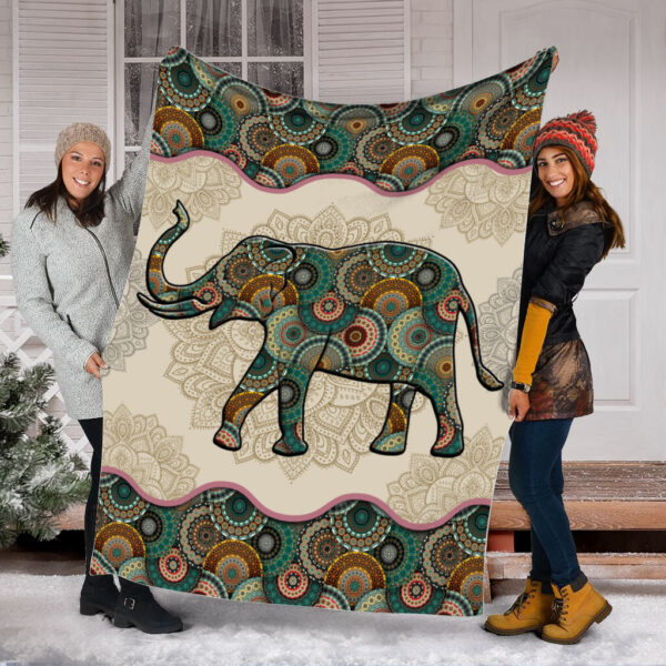 Elephant Vintage Mandala Fleece Throw Blanket – Throw Blankets For Couch – Best Blanket For All Seasons