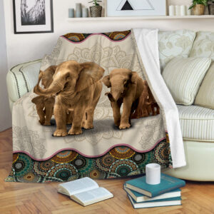 Elephant Vintage Mandala Fleece Throw Blanket - Throw Blankets For Couch -  Weighted Blanket To Sleep
