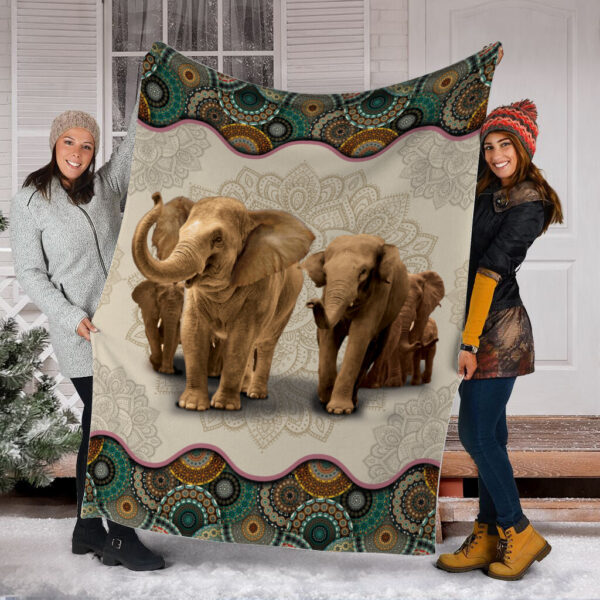 Elephant Vintage Mandala Fleece Throw Blanket – Throw Blankets For Couch –  Weighted Blanket To Sleep