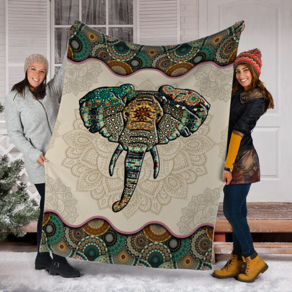 Elephant Vintage Mandala Fleece Throw Blanket – Weighted Blanket To Sleep  – Best Blanket For All Seasons